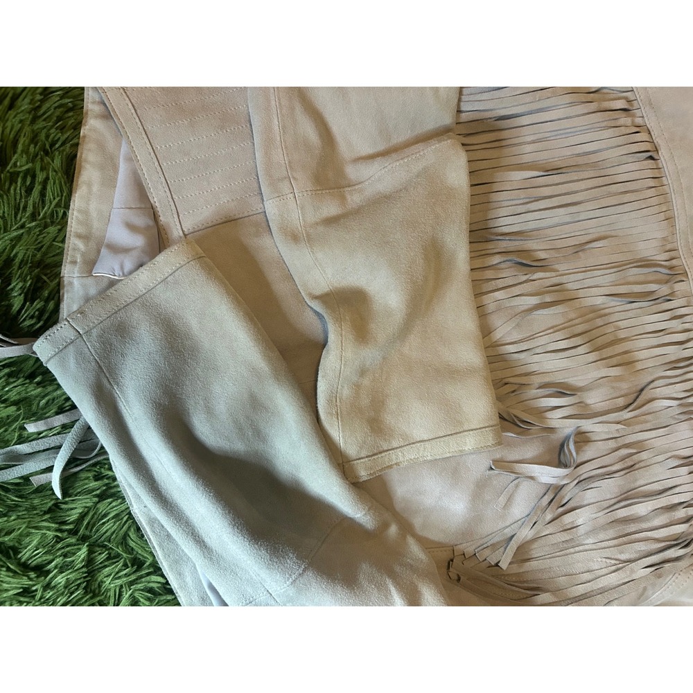 White House Black Market Jacket Women S Leather Suede Fringe Jacket Western Boho - Picture 10 of 11